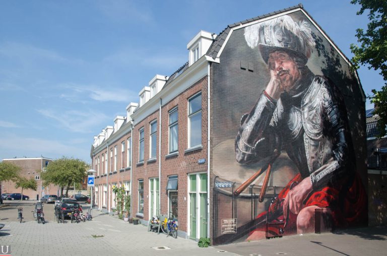 Muurschildering Slapende Mars